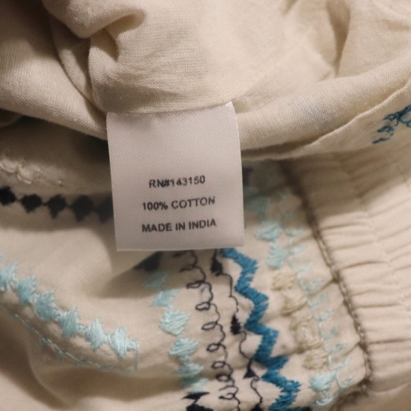 Chloe Oliver Cream 100% Cotton Blue Embroidery Halter Neckline Romper Shorts - Picture 9 of 15